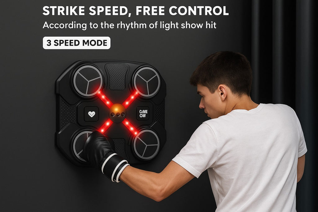 Boxing Machine with LED Lights & Gloves – 3 Speed Modes, Bluetooth Music,Kids 7+