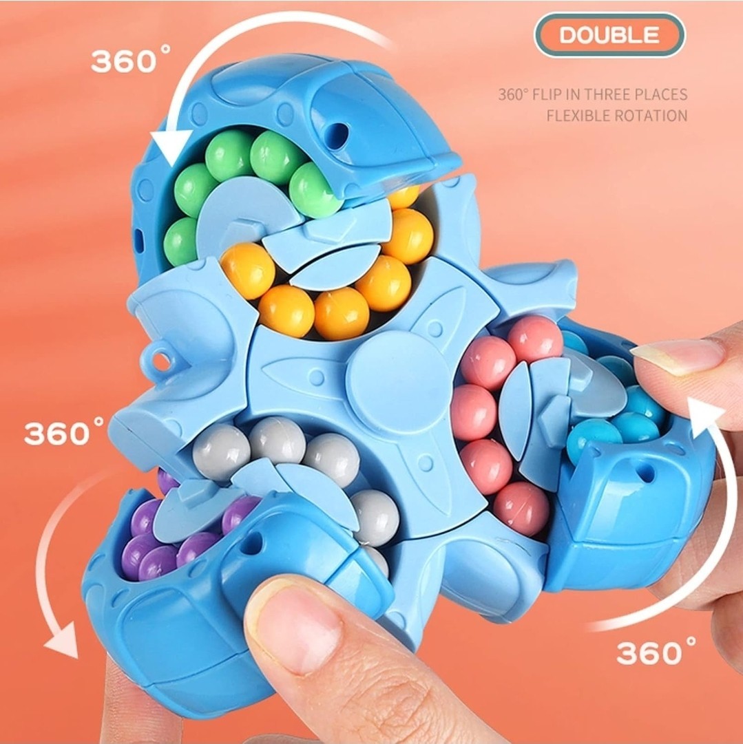 Magic Bean Rotating Cube Puzzle Toy – Handheld Spinner Stress Relief (Blue)