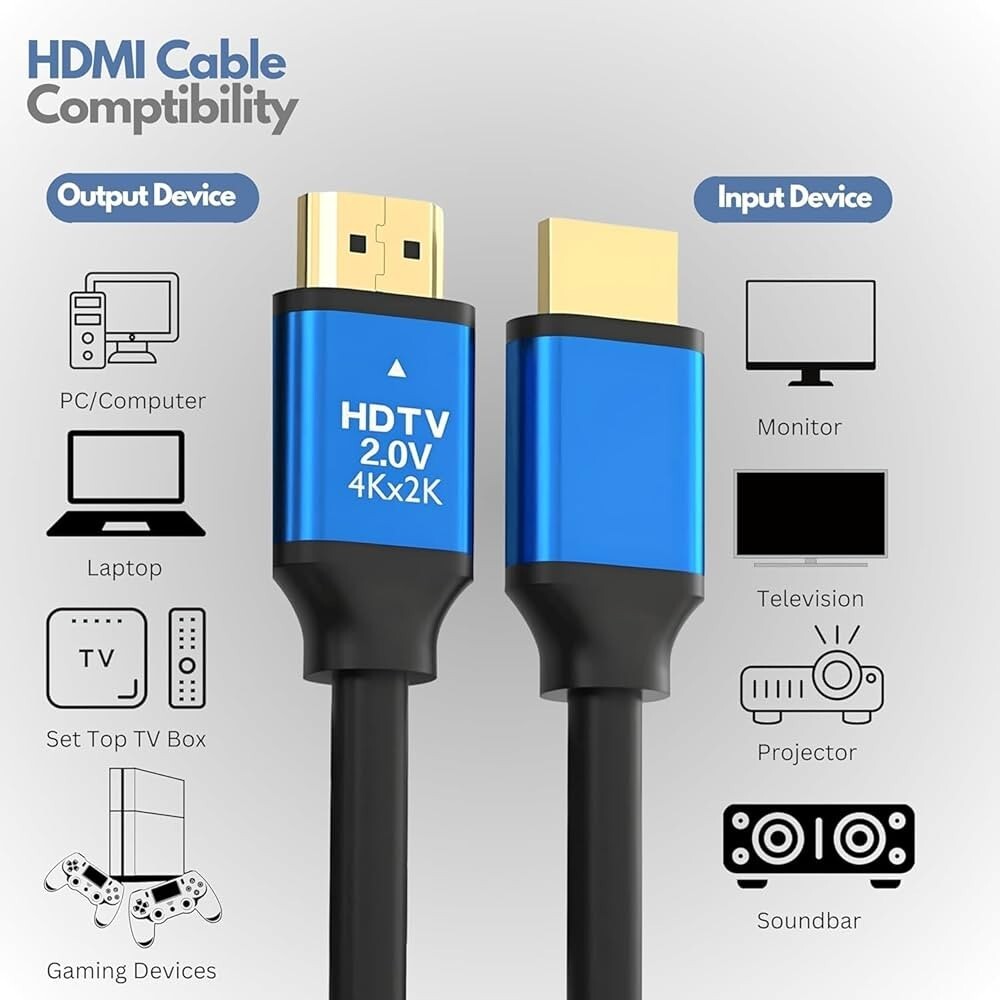 4K HDMI CABLE 2.0v HIGH SPEED GOLD PLATED STRONG LEAD HDTV PREMIUM QUALITY 