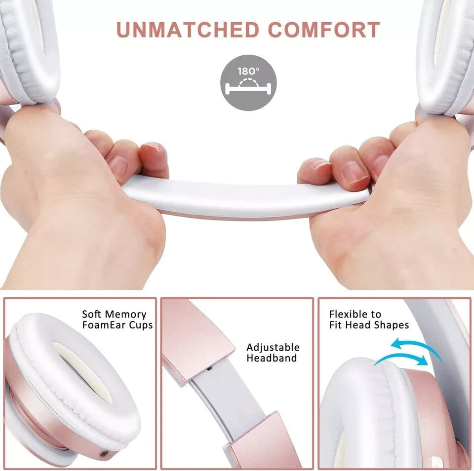 ZIHNIC Bluetooth Headphones Over-Ear, Foldable Wireless and Wired Stereo Headset