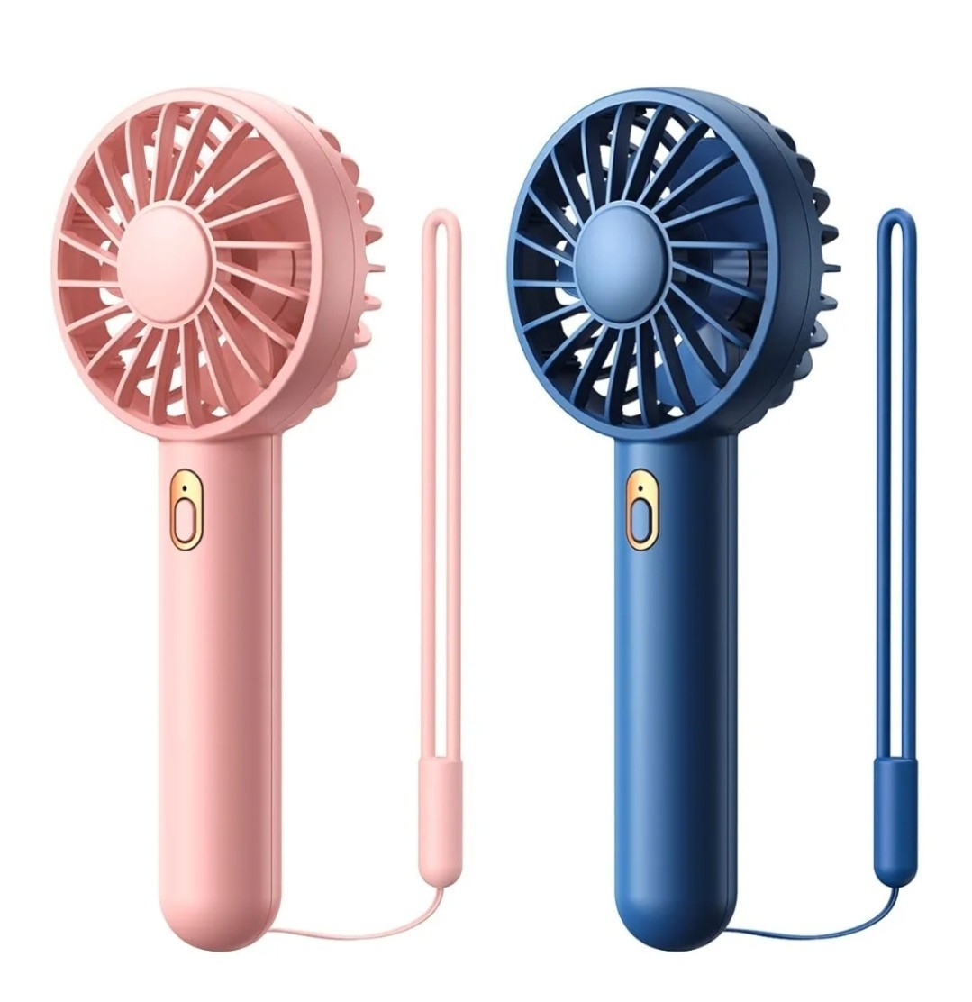 2 Pack Mini Portable Handheld Fan, USB Rechargeable 1 Blue 1 Pink 