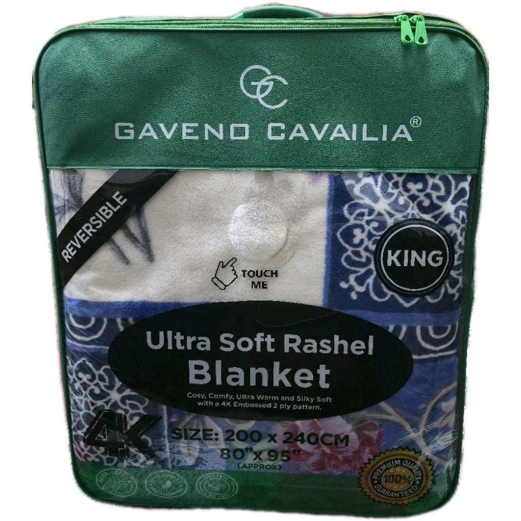 2 Ply Anastasia Floral Fleece King Size Blanket 4KG–Soft Warm Weighted 200x240cm