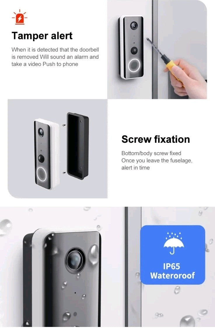 1080P WIFI Smart Video Doorbell Wireless Doorbell Video Intercom,Usb Indoor Chim