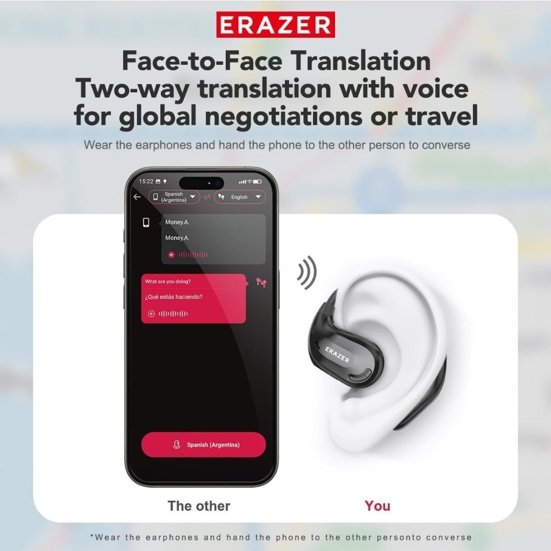 Wireless Earbuds XT66 PRO Erazer Translation  Real Time Translator 135 Languages