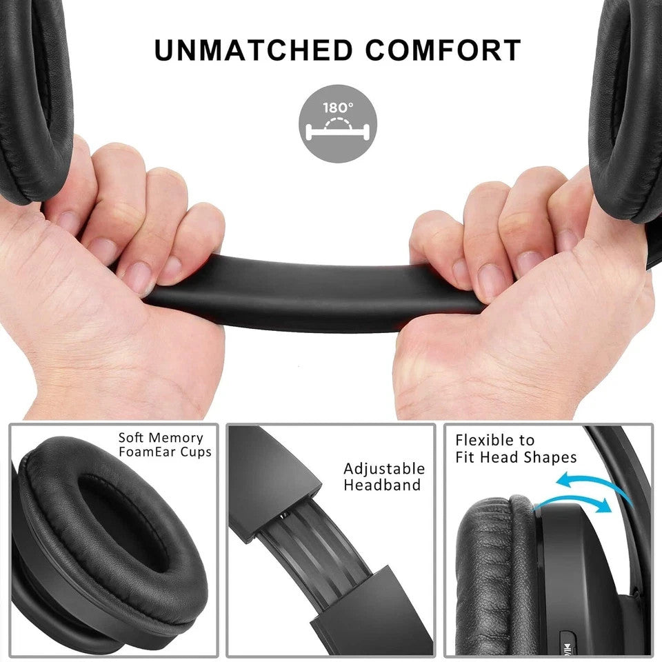 ZIHNIC Bluetooth Headphones Over-Ear, Foldable Wireless and Wired Stereo Headset