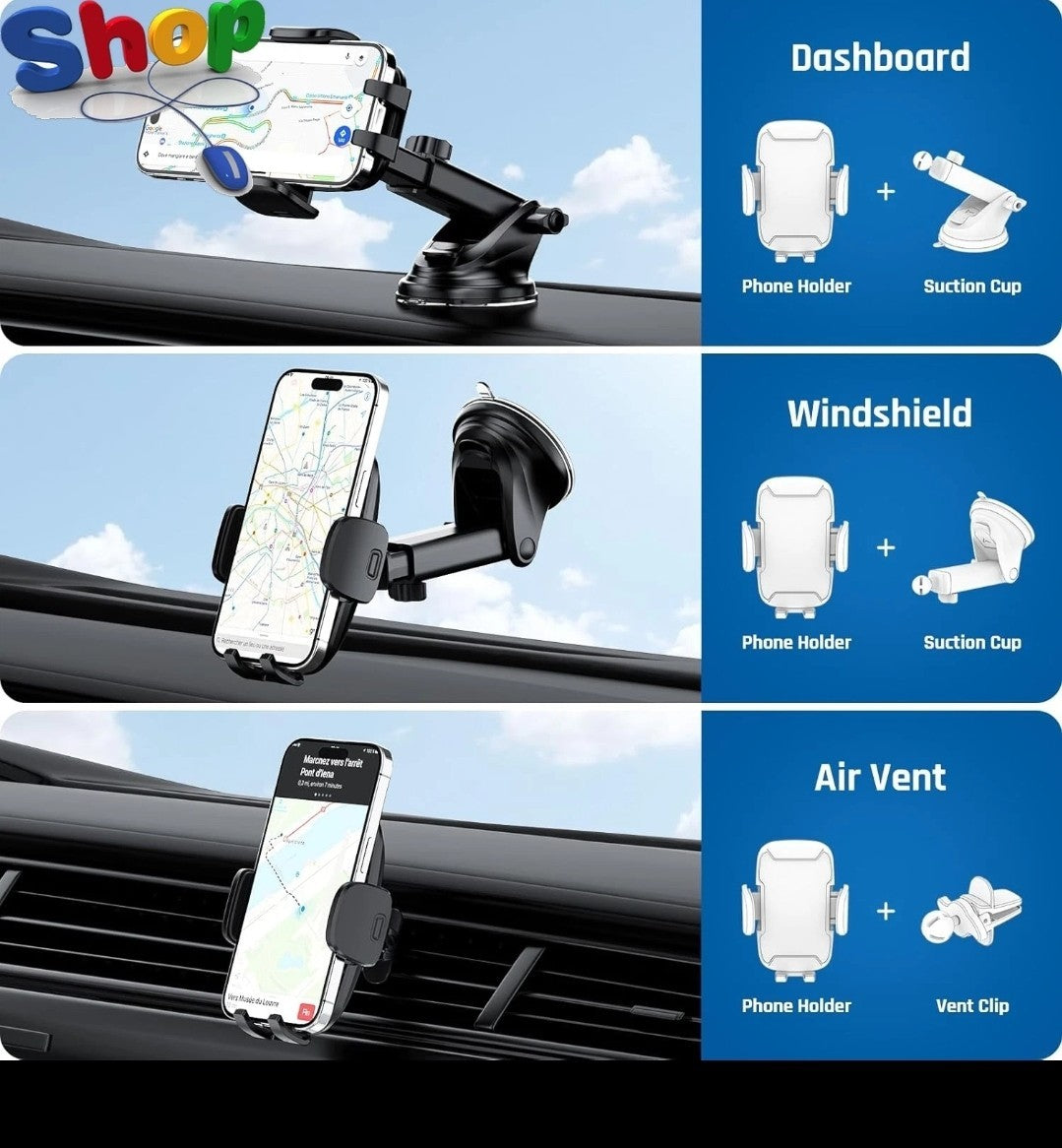 Wireless Car Charger Mount 10W  Automatic Clamping Phone Holder  2-in-1