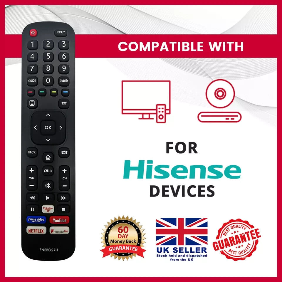 NEW Hisense TV Remote EN2BC27 Replacement for Hisense LED TV with NETFLIX YouTub