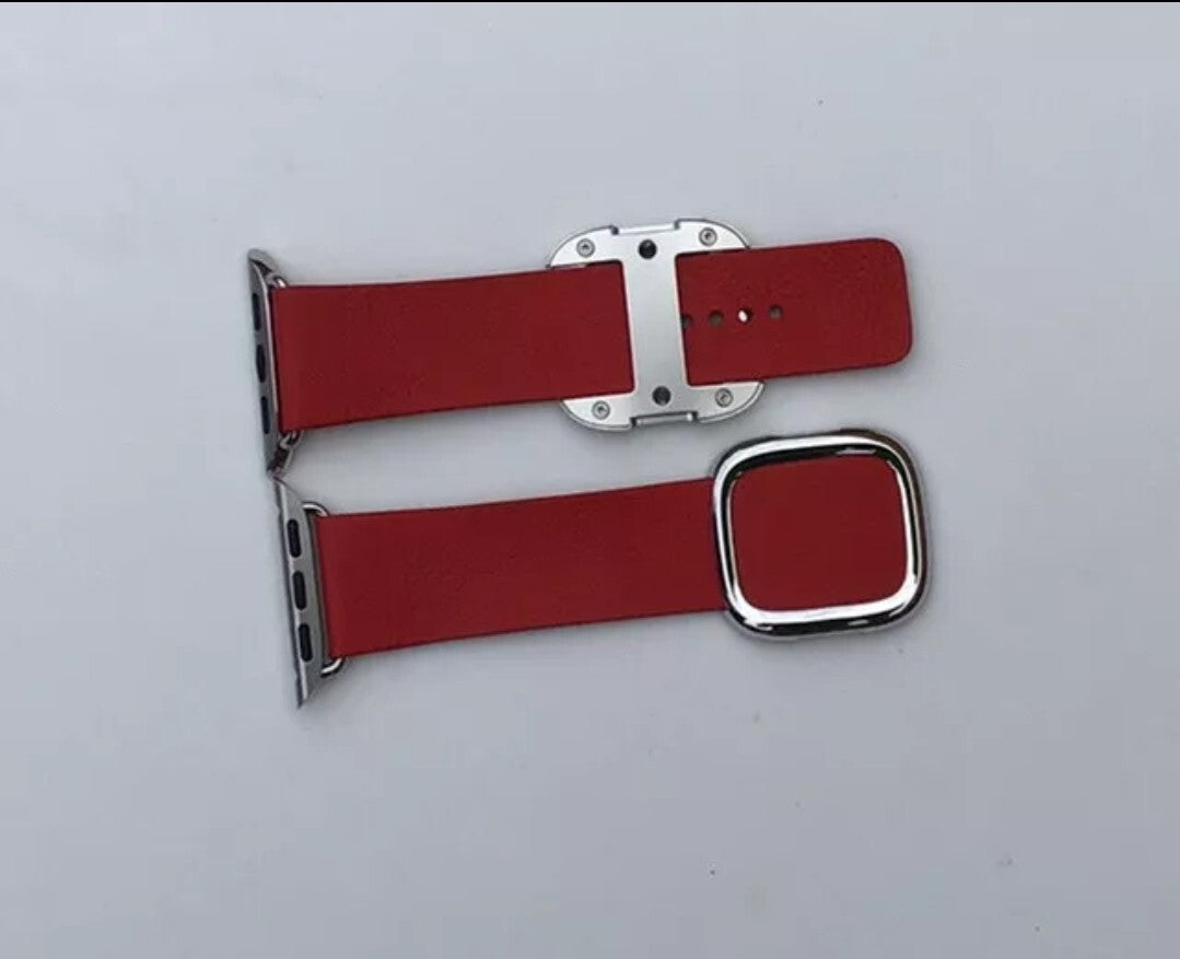 Genuine APPLE Watch Strap Red SCARLET Leather Modern Buckle 40mm 41mm 38mm 42mm 