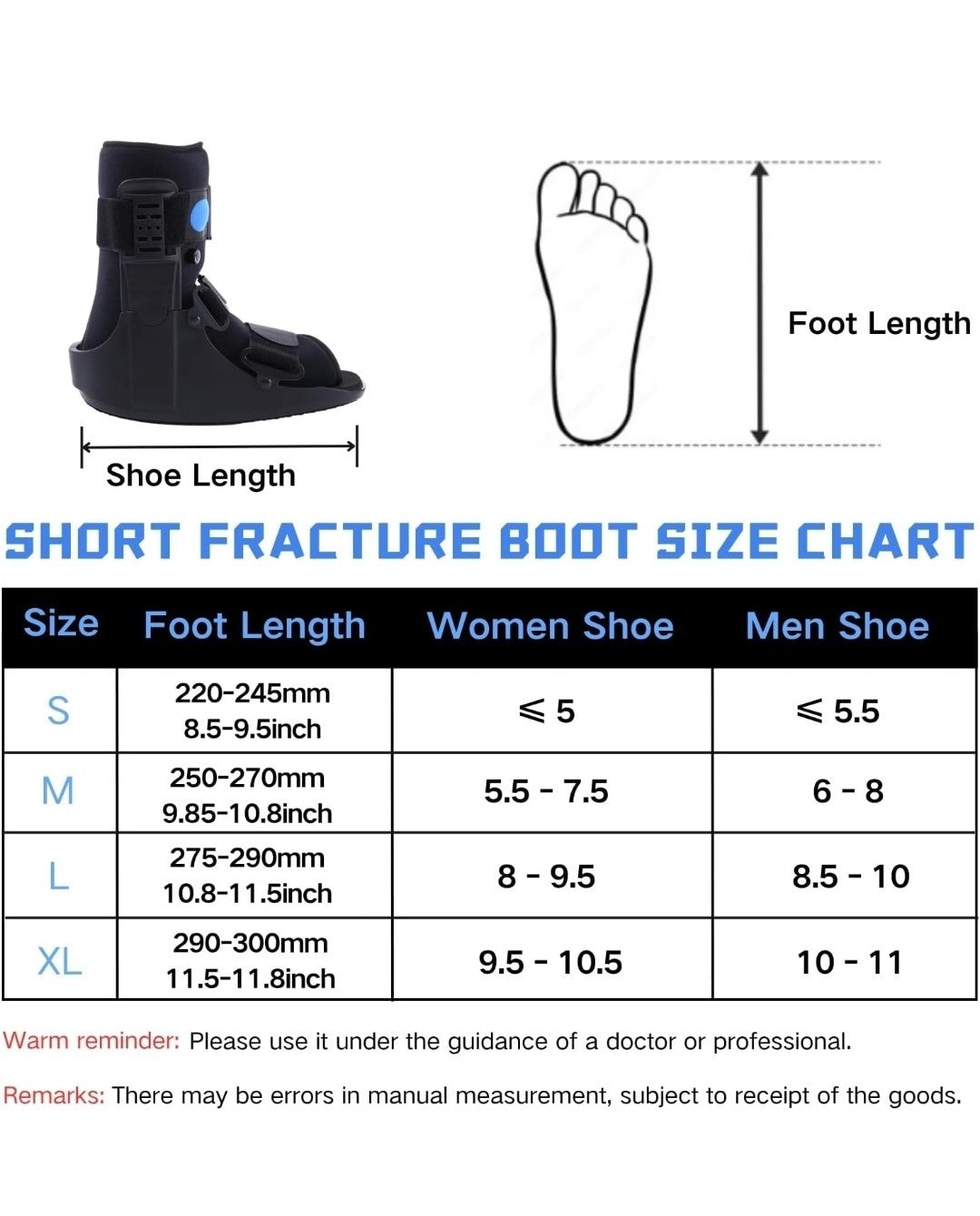 Mathgetin Air Walker Fracture Boot – Inflatable Orthopaedic Walking Boot Small