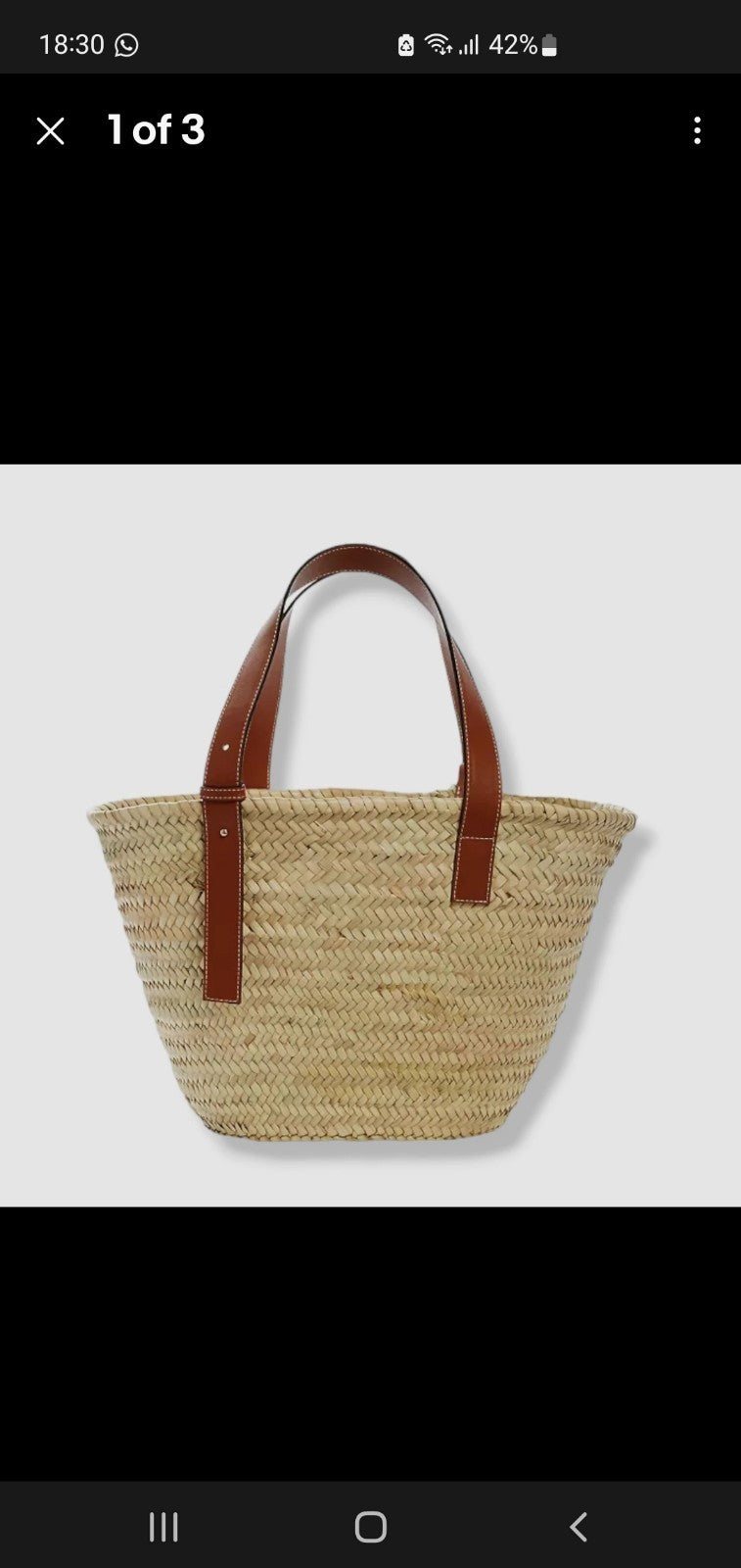 Large Woven Straw Tote Bag with Faux Leather Handles – Summer Beach, Holiday, Ca