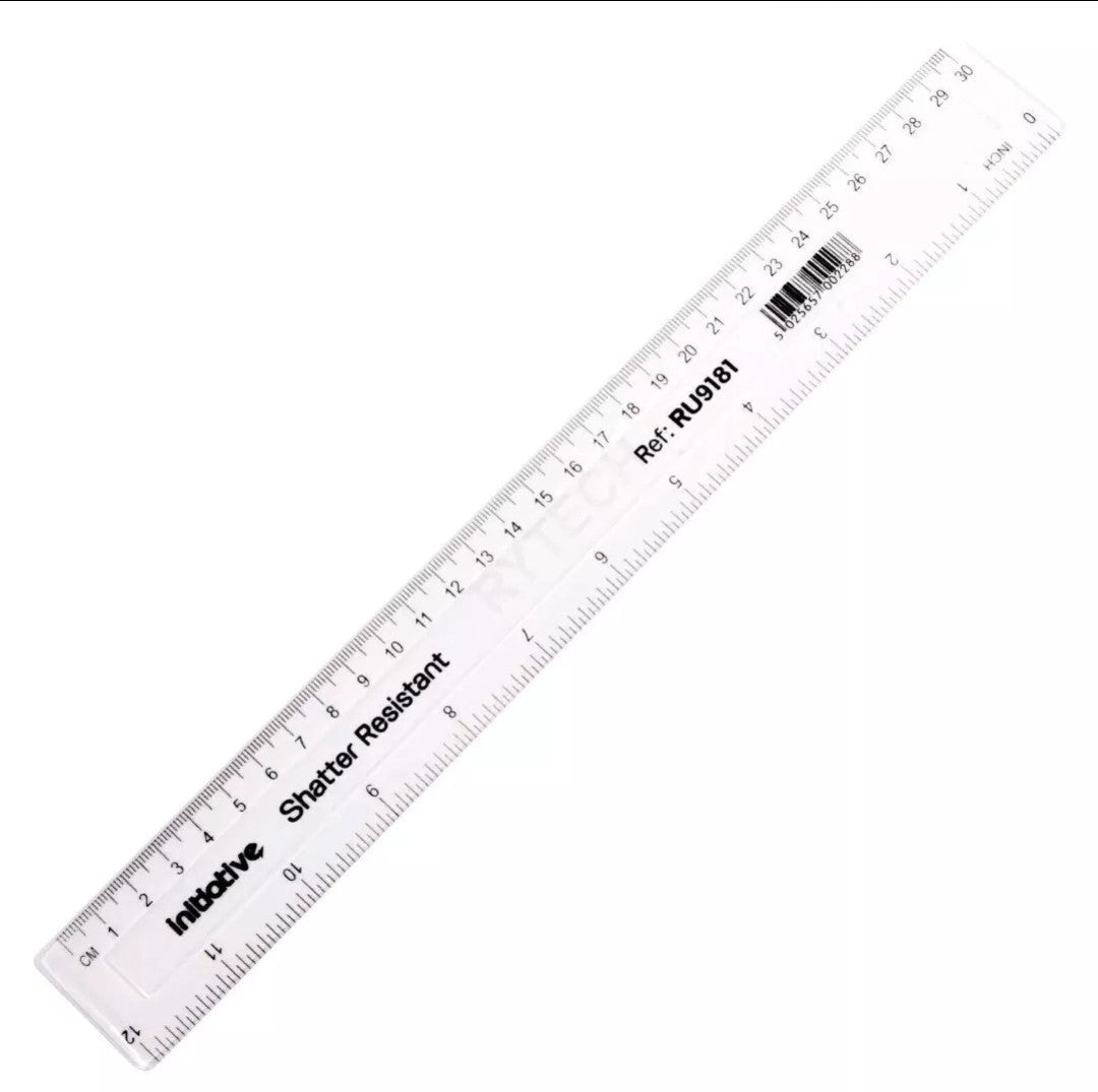 Pack of 10 Rulers shatter resistant clear plastic rulers 30cm (12 Inch)