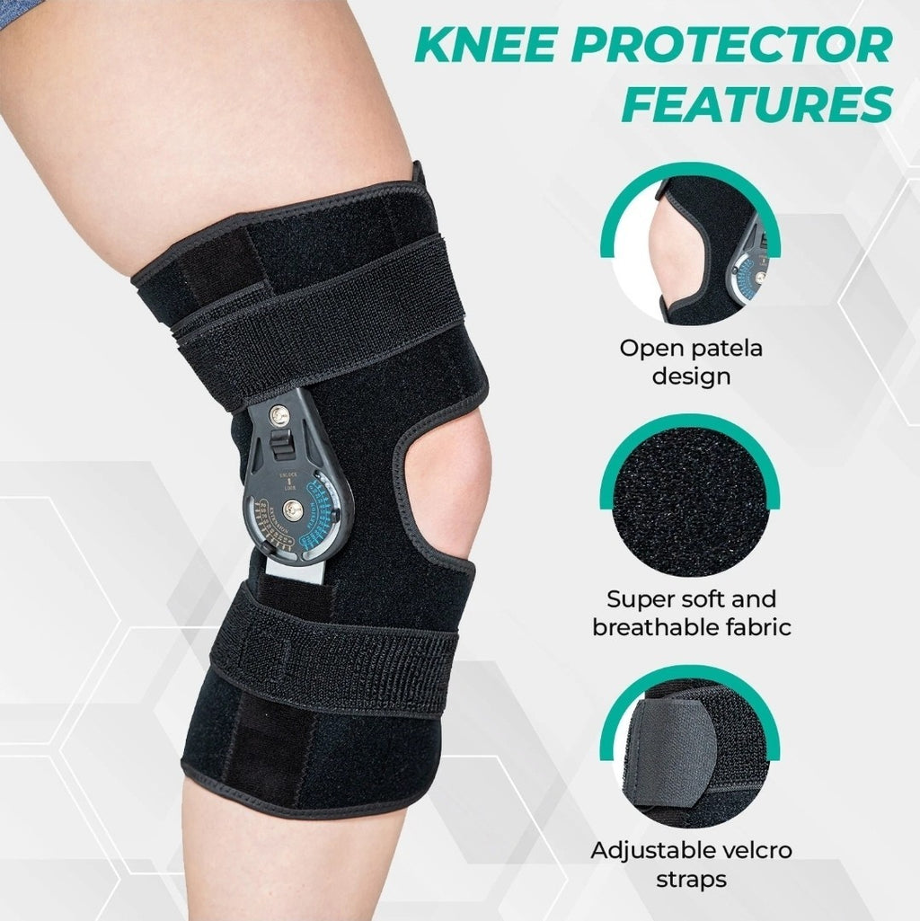 Hinged Locking Knee Support Brace For Arthritis Tendon Ligament Pain Relief