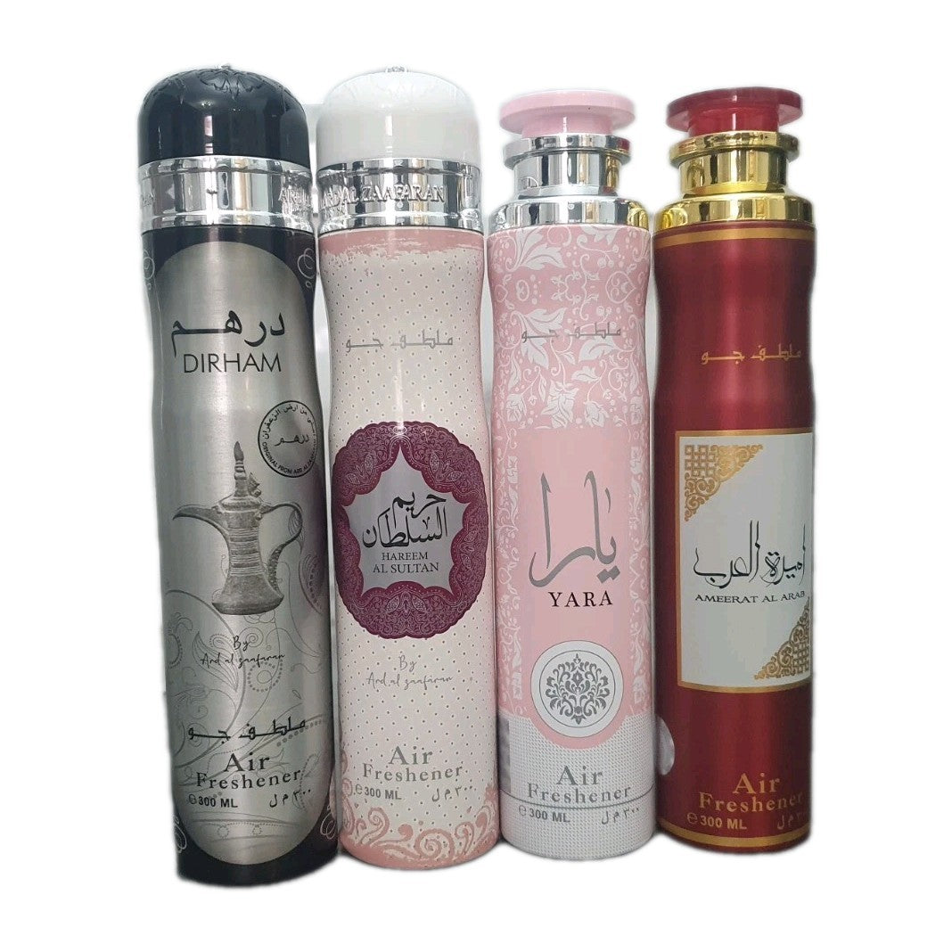 4 PACK Assorted Air Fresheners (Ard AlZaafran, Lattafa, Dirham)  300ml BRAND NEW