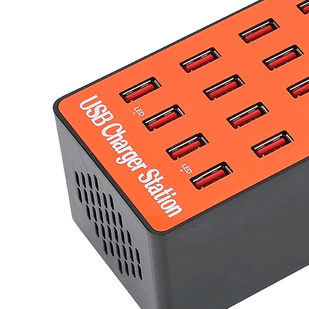 20-Port USB Charging Hub–Fast Charger Station 80W 16A, Multi-Device Desktop USB 