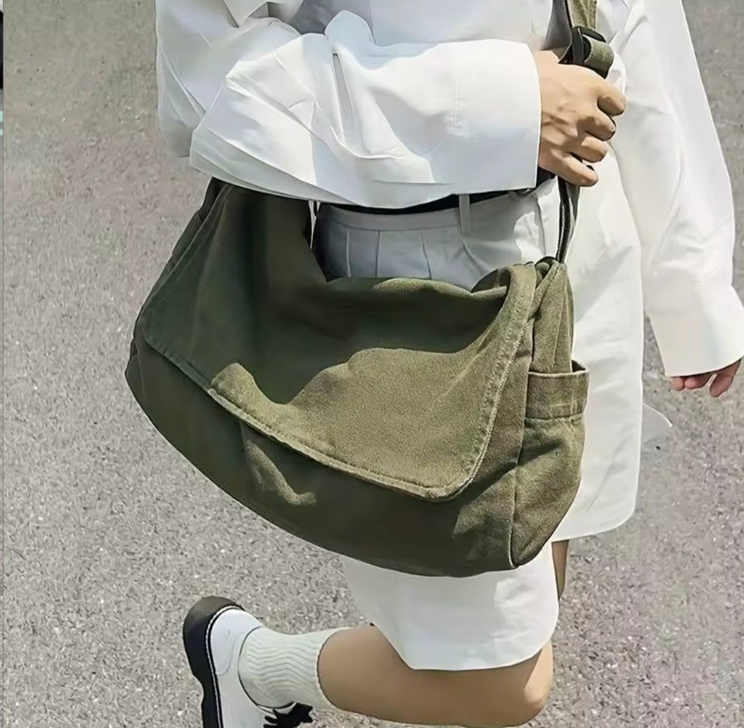 Women's Messenger Bag Vintage Handbag Canvas Teenager Shoulder Tote Bags Casual