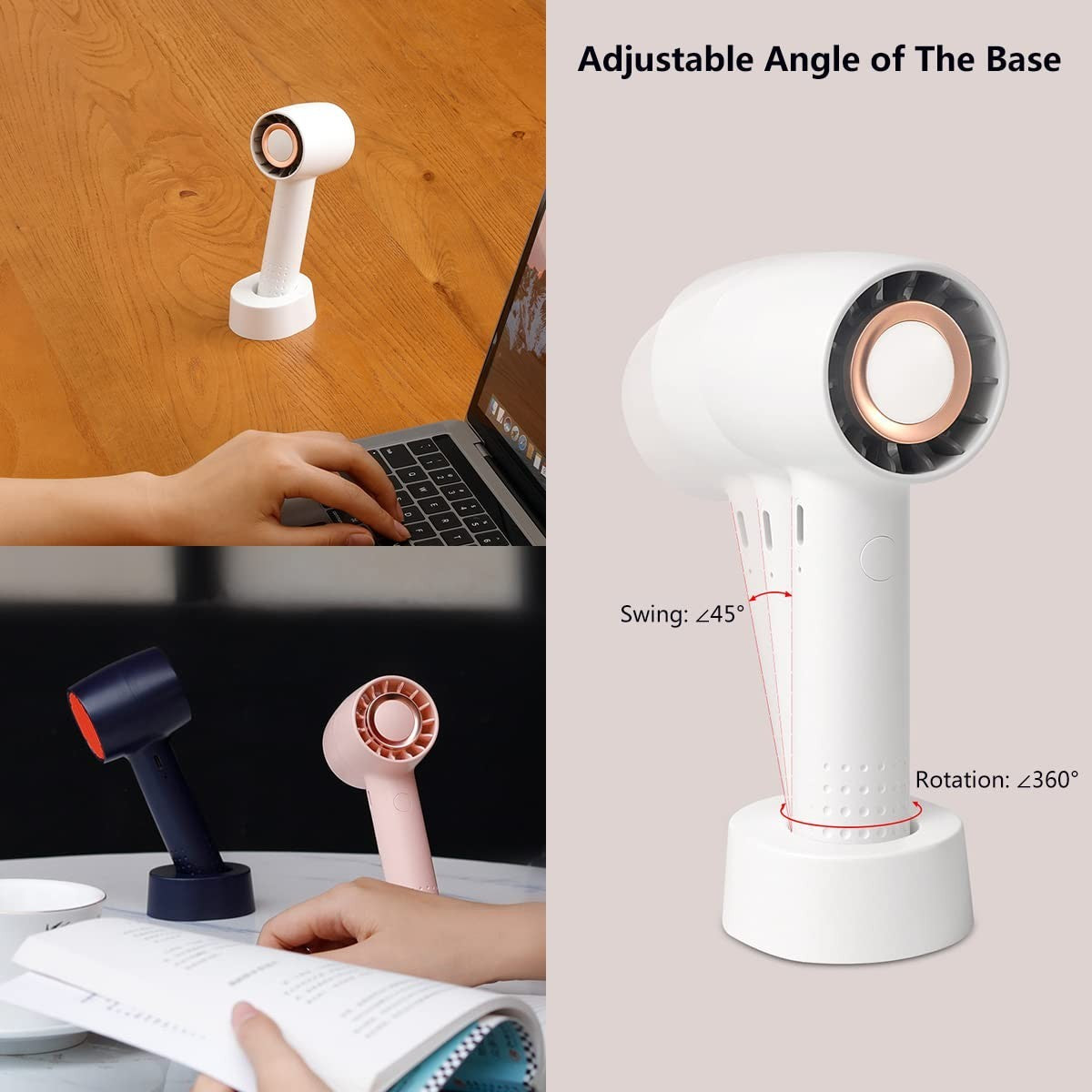 Mini Fan Portable Pocket Size Handheld Rechargeable Indoor-Outdoor-Home-Office