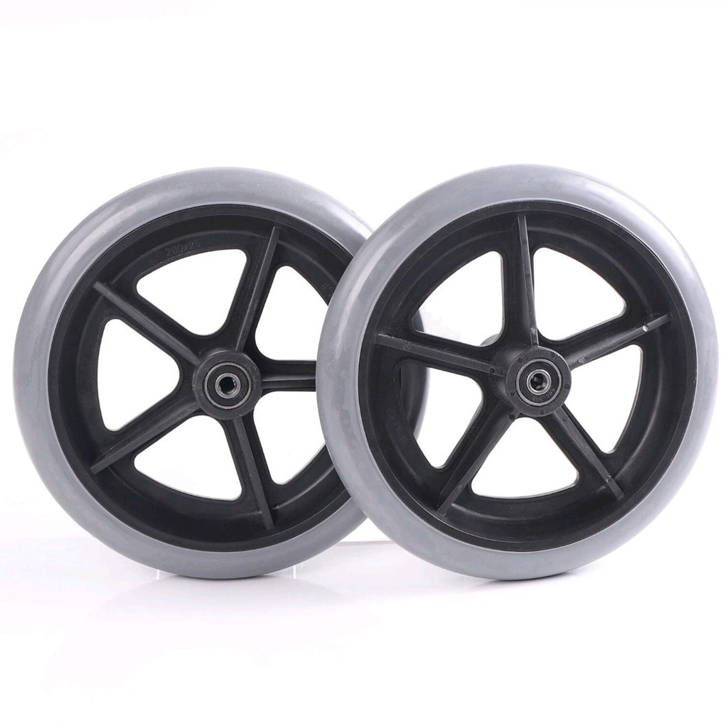 2-Pcs 200mm (8") Grey Rubber Small Non Marking Wheelchair Wheel Replacement