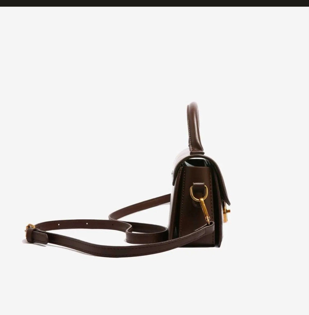 Small Leather Armpit Bag for Ladies Strap Shoulder Crossbody Vintage Bag COFFEE