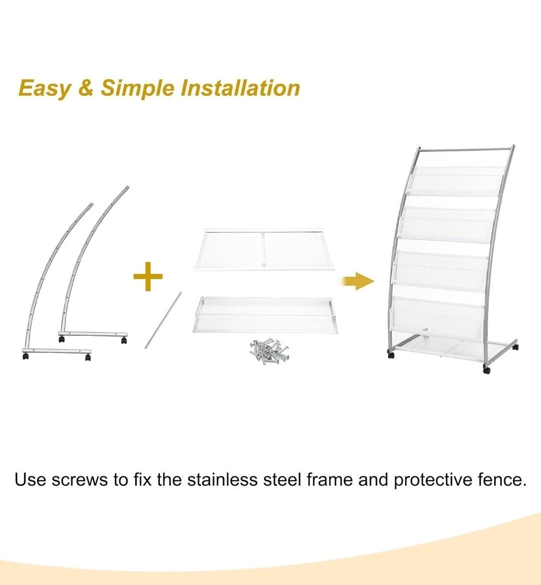 L-shaped Magazine Display Racks Floor Standing 4 Layers Brochure Stand
