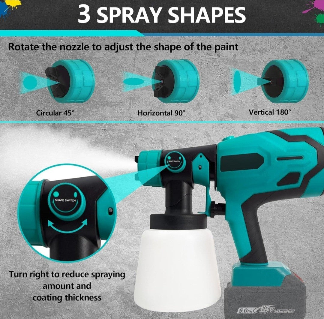 Rontaly Spray Paint Gun Portable Model HV500 + 18v Battery 
