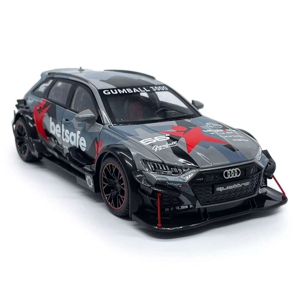 1:24 Audi RS6 Avant DTM Model Car Metal Diecast Toy Vehicle for Kids Boys Grey