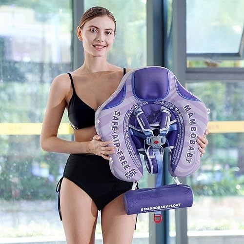 Mambobaby Car Design Baby Float with Canopy & Tail – Blue Non-Inflatable 3-24 Mo