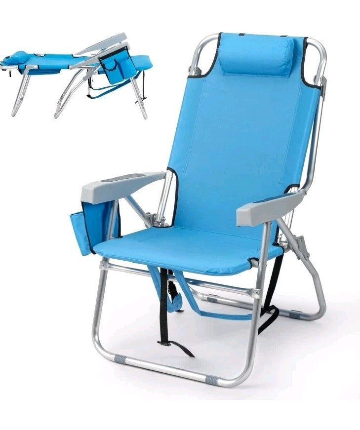  Large Beach Chair Portable with Backpack Straps/Cupholder/Towel Holder/Storage