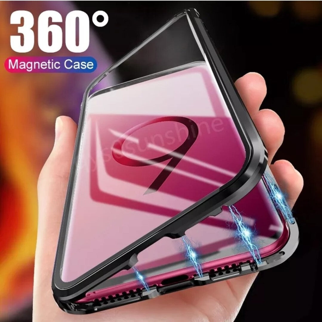 360° Magnetic Metal Frame Case Teal Grey Double Sided For Samsung Galaxy Note 20