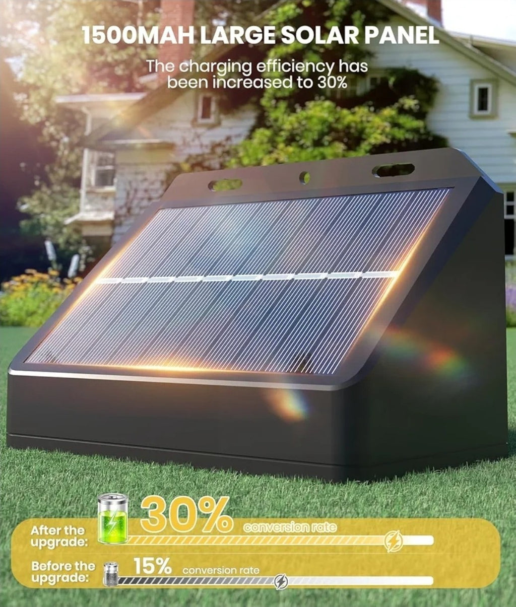 2 Pack Solar Fence Lights Outdoor, Wall Lights for Garden,Patio, IP67, 3 Bulbs