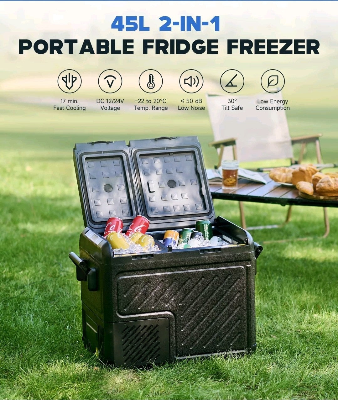 DARTMOOR 45L Dual Zone Car Fridge Freezer Portable Camping Refrigerator Cooler
