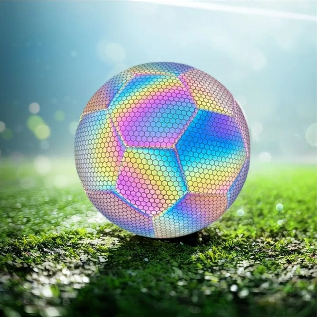 New, BRIGHT Luminous Reflective Holographic PU Leather Soccer Ball Football