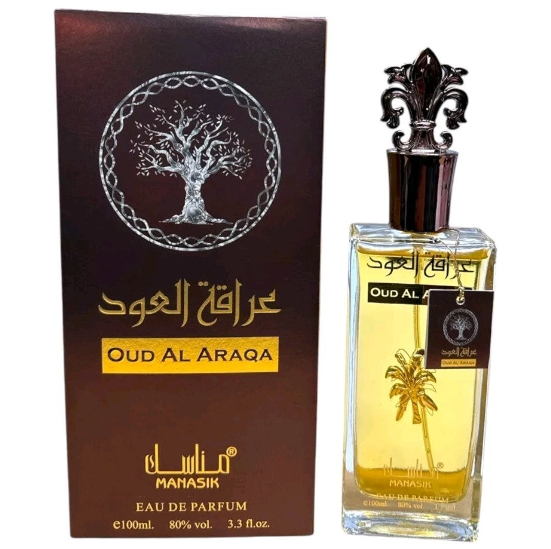 Oud Al Araqa Eau De Parfum 100ml by Manasik | Unisex Long Lasting Arabic Oud