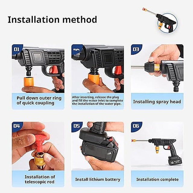 Cordless Car Pressure Washer Water Gun High Power Jet Wash Cleaner Rechargeable