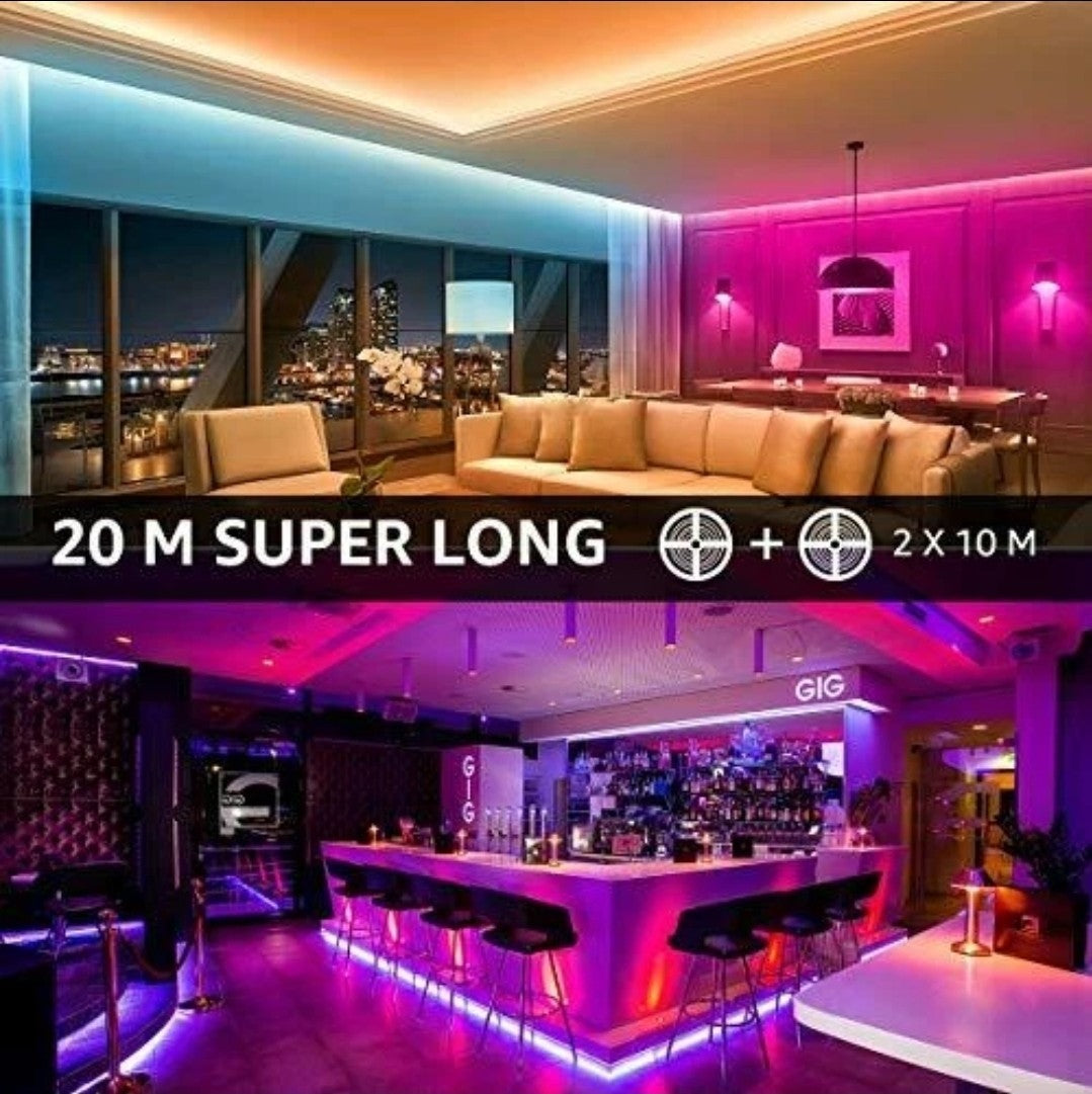 LED Strip Lights 20m (2x10m) | Flexible 600 LEDs, Remote Control, Lepro RGB