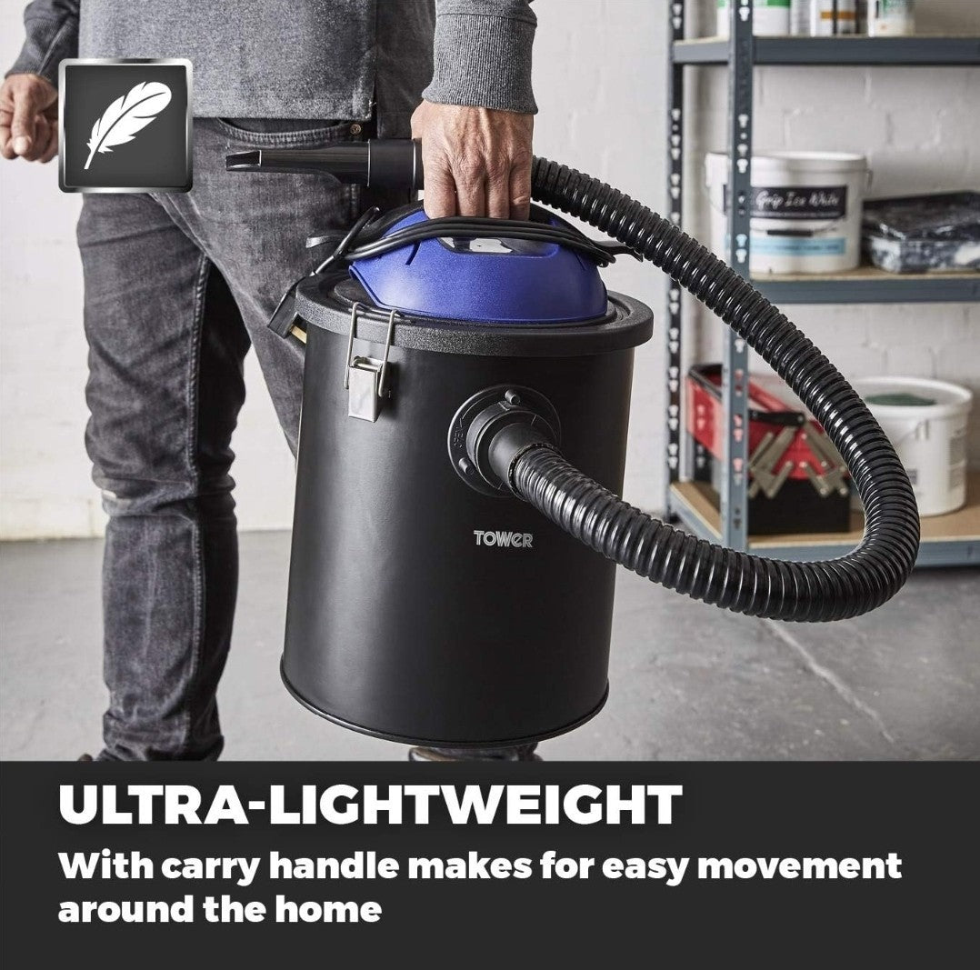 Tower TAV10 Ash 18L Powerful Vacuum Cleaner with HEPA Filter Ultra Lightweight 