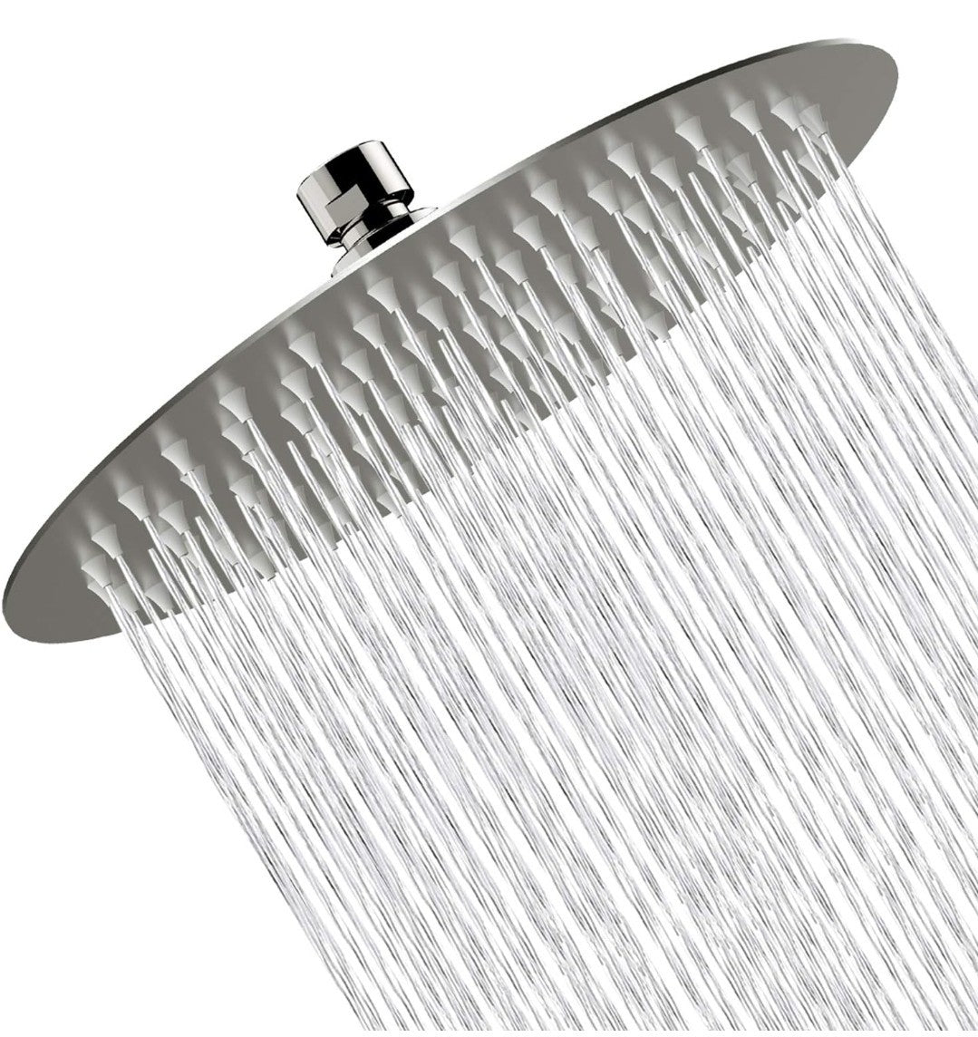 “8 Inch High Pressure Rain Shower Head – Stainless Steel Round Brushed Nickel