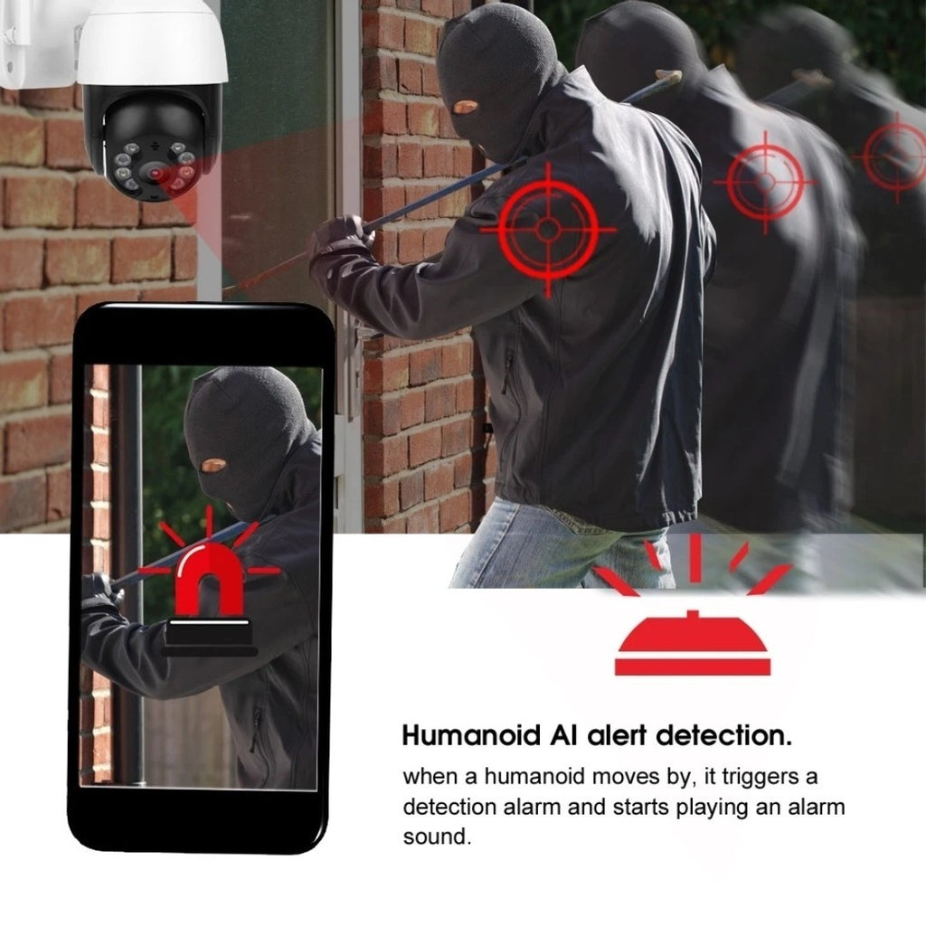 1080P WiFi PTZ Security Camera Outdoor Night Vision 2-W Audio Motion Detect CCTV