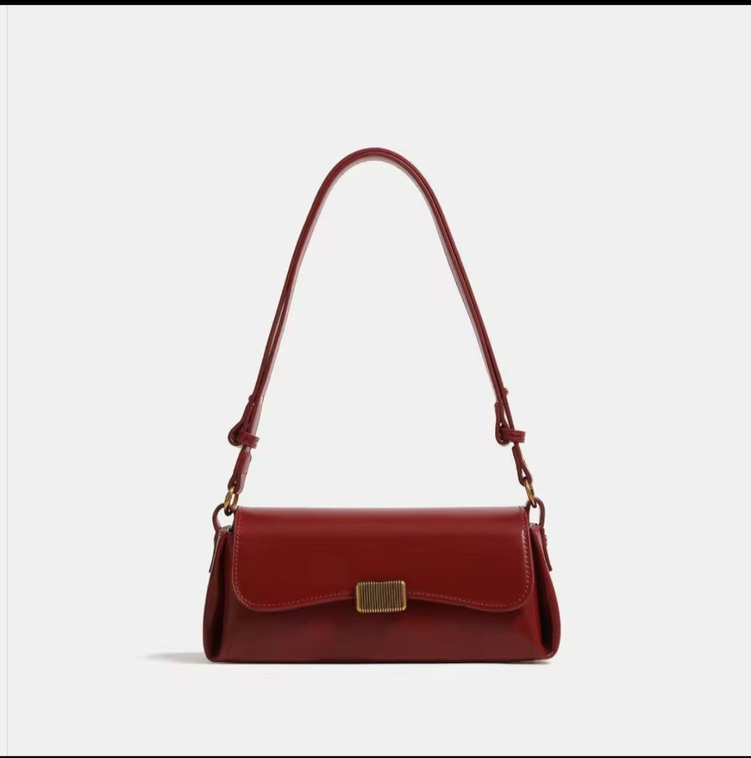 Womens Bag Genuine Leather Vintage Baguette Underarm Bag Crossbody Shoulder Bag
