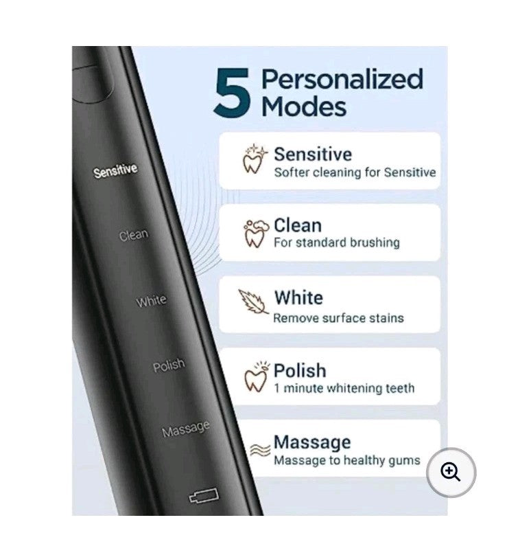 Electric Tooth Brush Coulax C17 Series SonicWith 6 Brush Heads and Travel Case