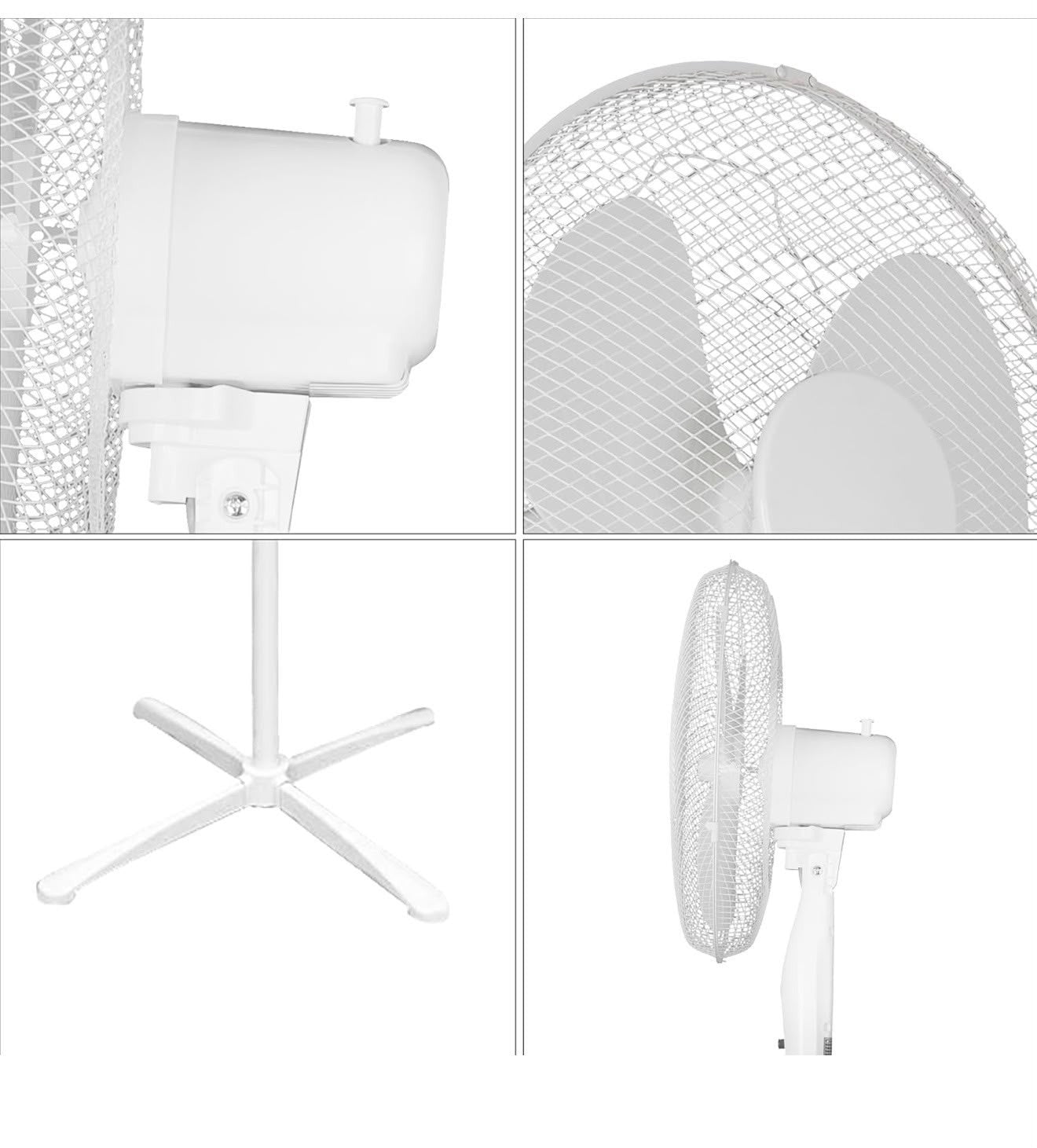 Fan 16" White Pedestal Standing Fan 3 Speed Oscillating Quiet Cooling Home Offic