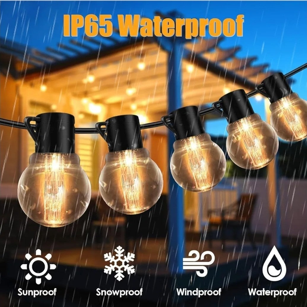 30ft solar & Usb Power outdoor garden Festoon String Light Waterproof 20 Bulbs