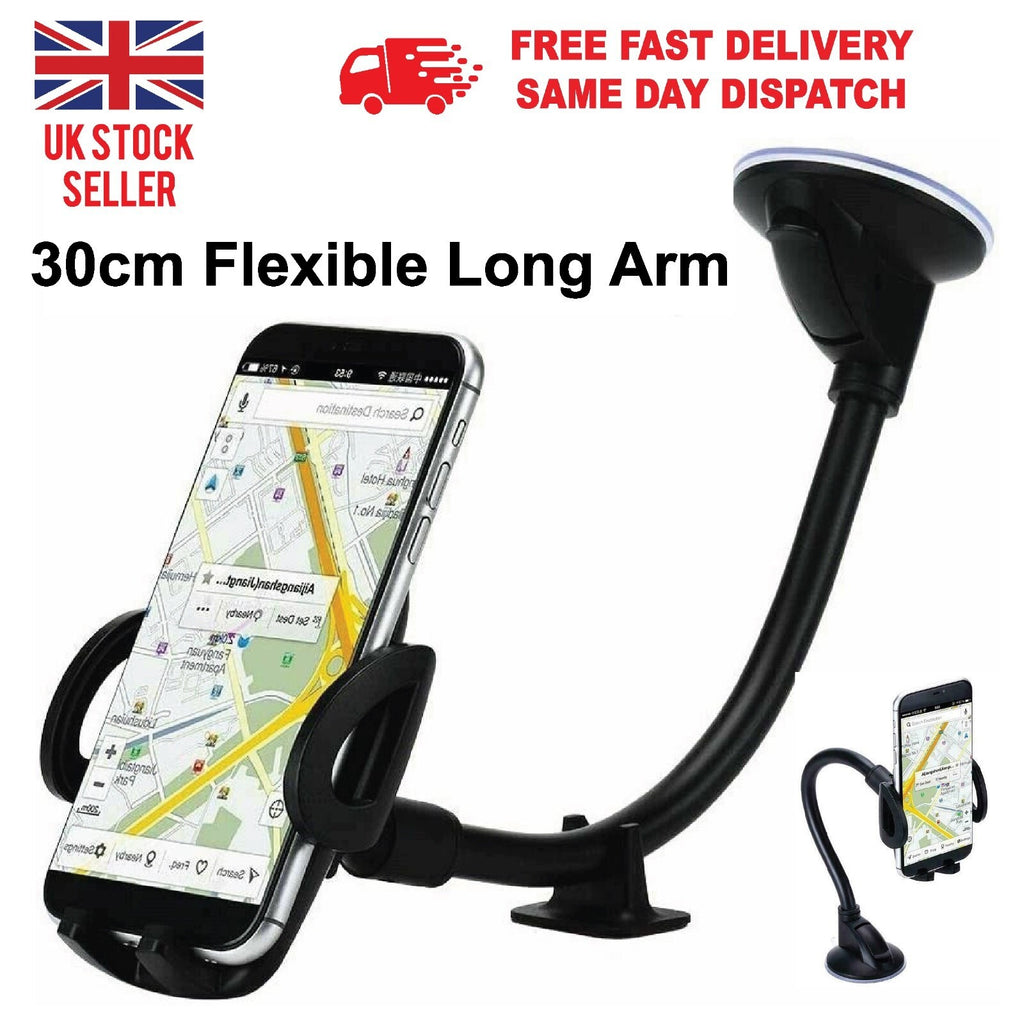 UNIVERSAL LONG ADJUSTABLE ARM CAR MOBILE PHONE HOLDER 30CM