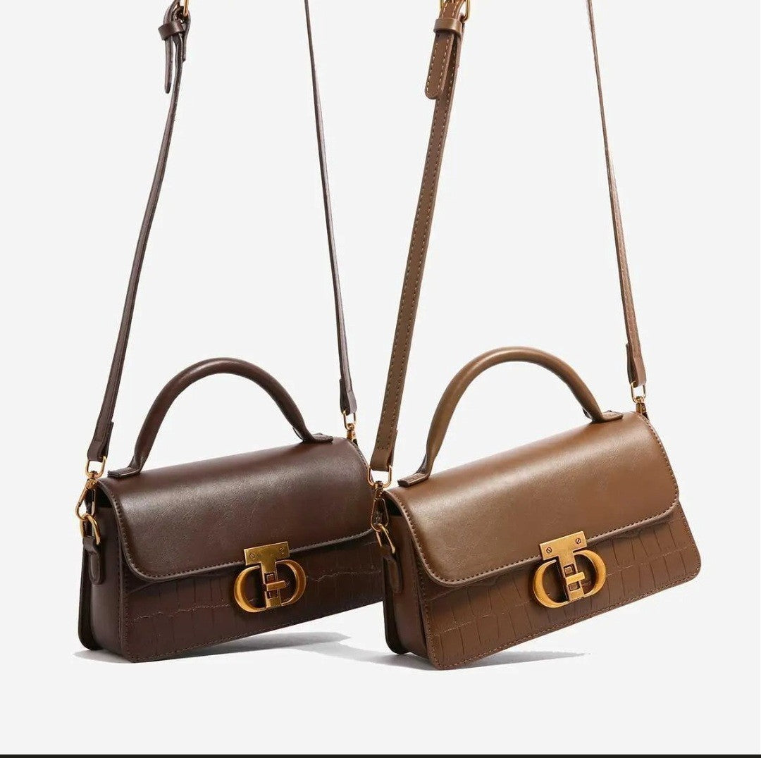 Small Leather Armpit Bag for Ladies Strap Shoulder Crossbody Vintage Bag COFFEE