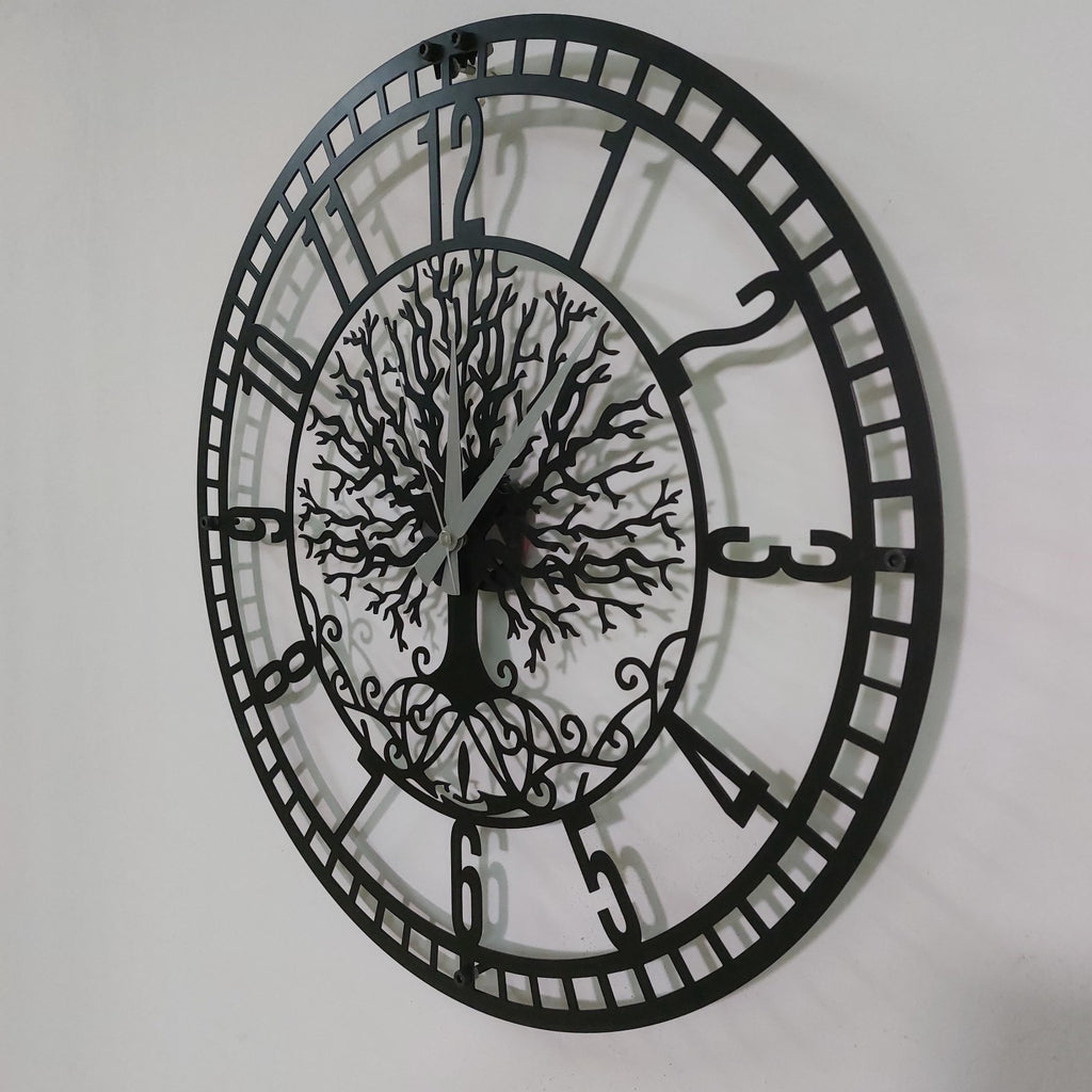 Large Metal Wall Clock 60cm – Art Deco Silent Quartz Clock for Home Decor