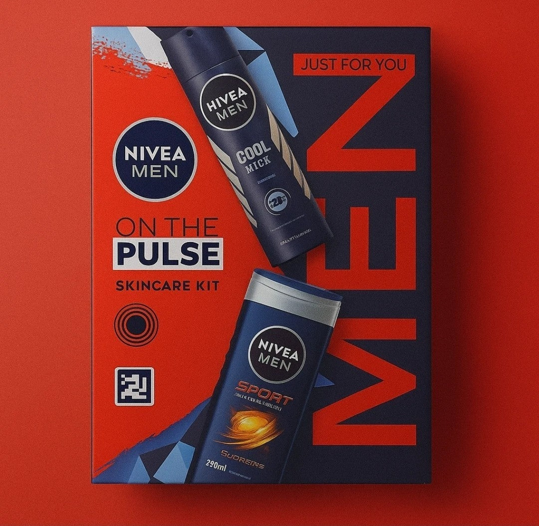 NIVEA Men Sport & Cool Kick Skincare Gift Set | 24H Fresh Shower Gel & Deodorant