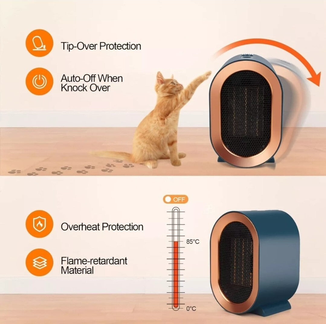 1200W Mini Electric Ceramic Space Heater Portable Heater Warm Fan Home Office Uk