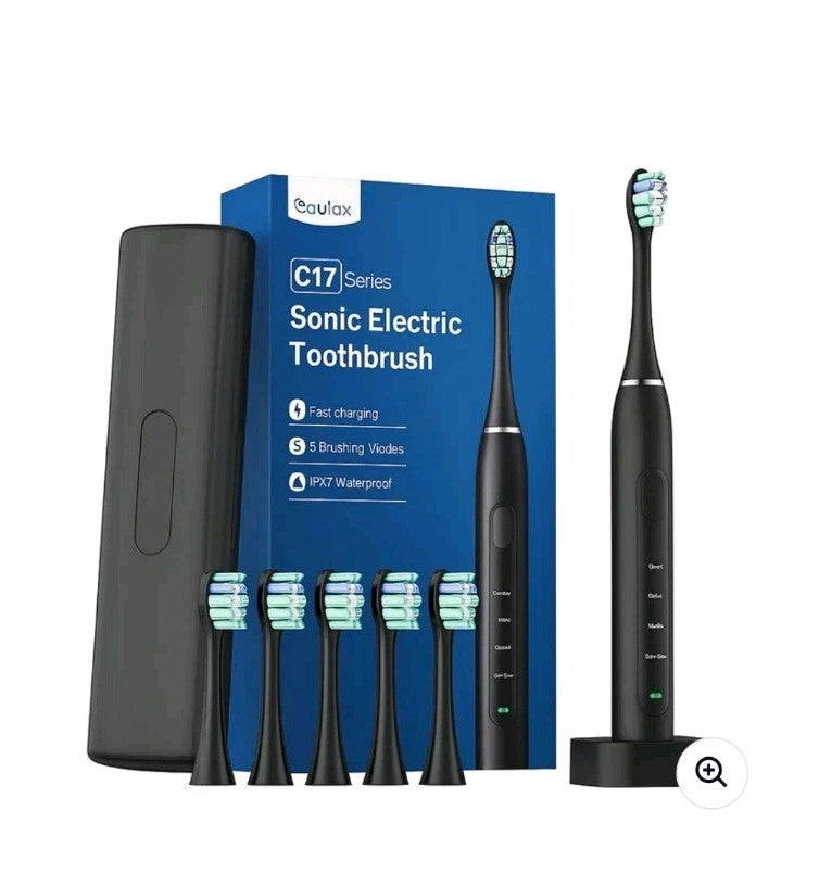 Electric Tooth Brush Coulax C17 Series SonicWith 6 Brush Heads and Travel Case