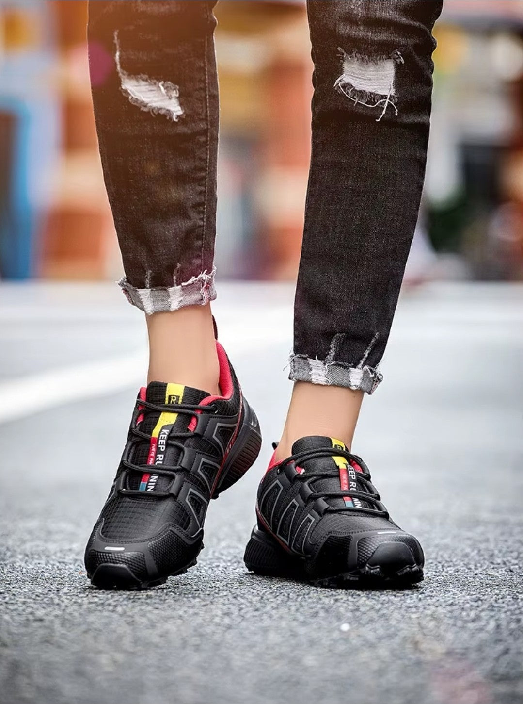 Men‘S Waterproof Hiking Shoes Outdoor Trainers Lace-Up Climbing Shoes Women Trek