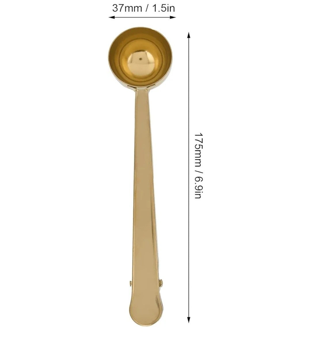 Gold Coffee Scoop with Bag Clip – 2-in-1 Stainless Steel Coffee Spoon for Tea