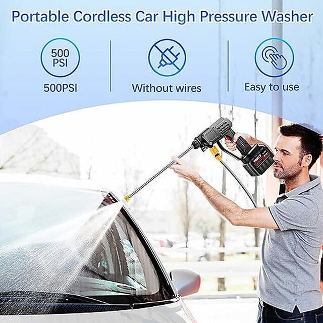 Cordless Car Pressure Washer Water Gun High Power Jet Wash Cleaner Rechargeable